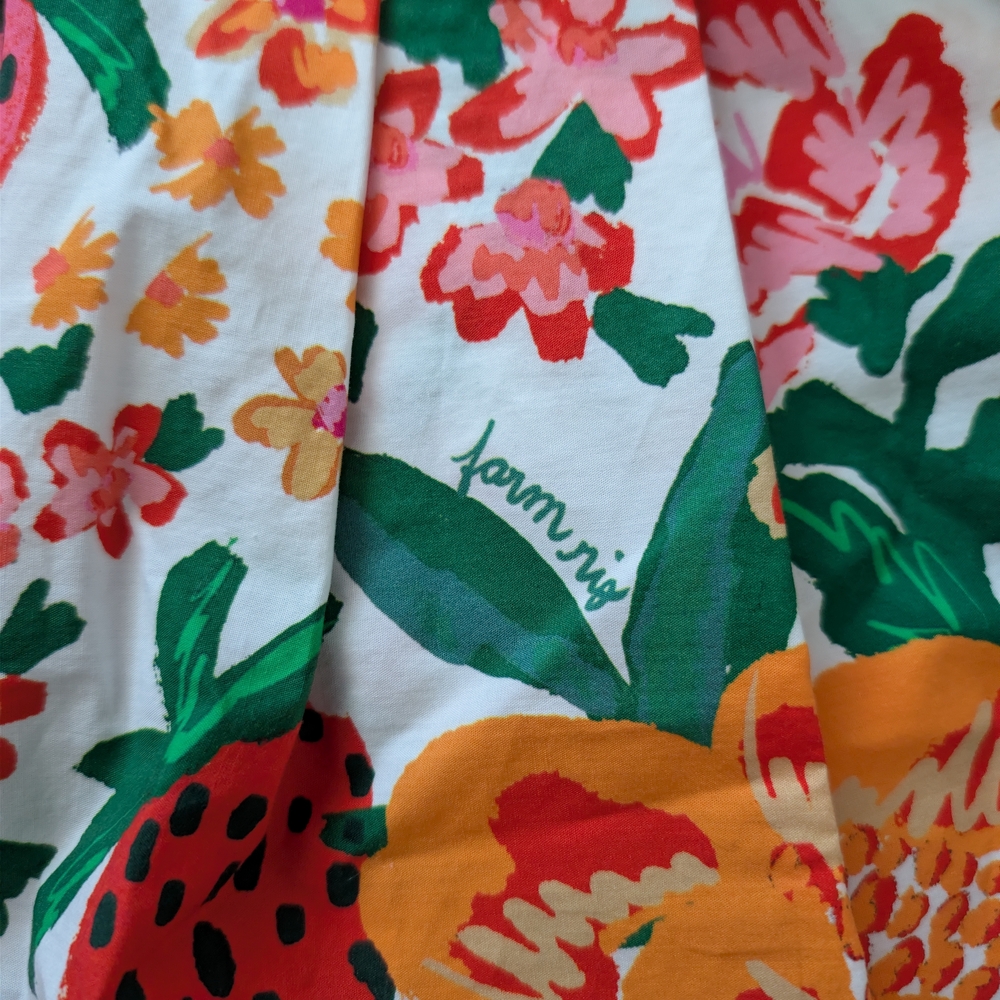 Farm Rio Strawberry Mixed Floral Shorts Jumpsuit NWT Size S Beaded Belt Romper - Picture 6 of 10